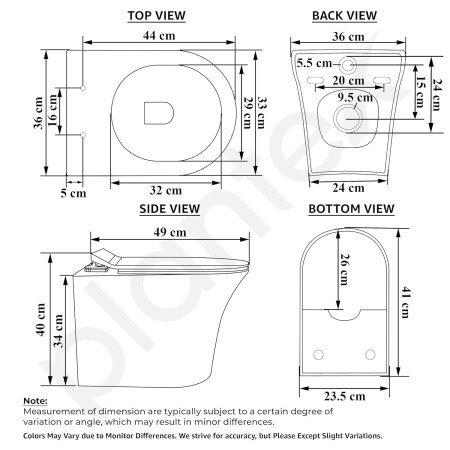 Plantex Platinum Ceramic Rimless Wall Mounted Commode/P Trap Washdown Flush Commode with Soft Close Toilet Seat Cover (White)