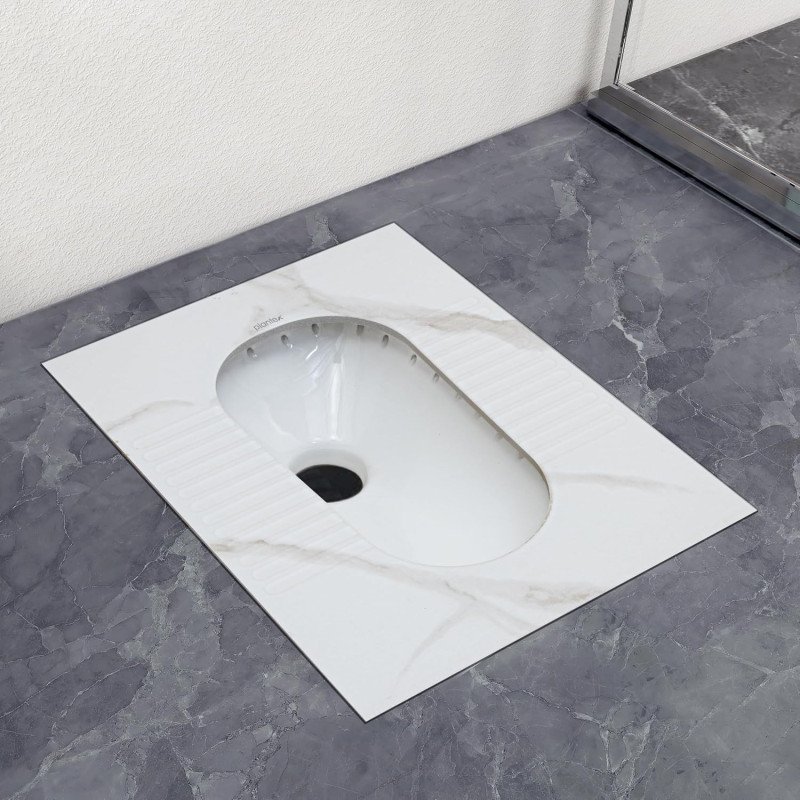 Plantex Orrisa Pan Indian Toilet for Bathroom/Household Squating Pan/Sintered Base Ceramic Sanitaryware Commode - (WC-01, White)