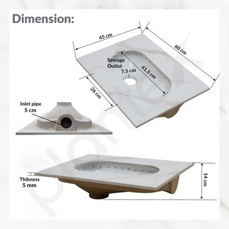 Plantex Orrisa Pan Indian Toilet for Bathroom/Household Squating Pan/Sintered Base Ceramic Sanitaryware Commode - (WC-01, White)