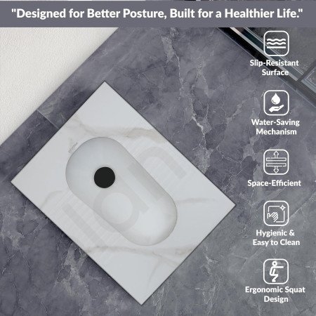 Plantex Orrisa Pan Indian Toilet for Bathroom/Household Squating Pan/Sintered Base Ceramic Sanitaryware Commode - (WC-01, White)