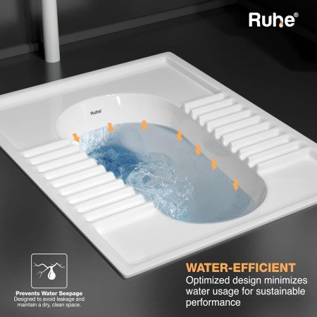 Ruhe® Orrisa Pan Indian Toilet | Premium Ceramic Squat Pan | Durable, Crack-Resistant Toilet Seat | Water-Efficient Flush,