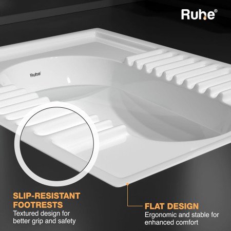 Ruhe® Orrisa Pan Indian Toilet | Premium Ceramic Squat Pan | Durable, Crack-Resistant Toilet Seat | Water-Efficient Flush,