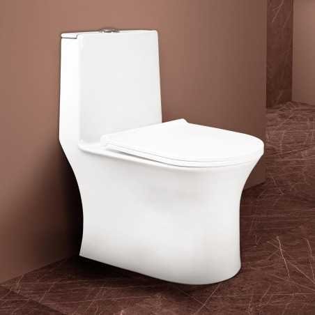 Hindware Italian Collection One-piece Fabio Floor Mount Western Commode for Bathroom | Made of Ceramic | S-220 Trap | Syphonic