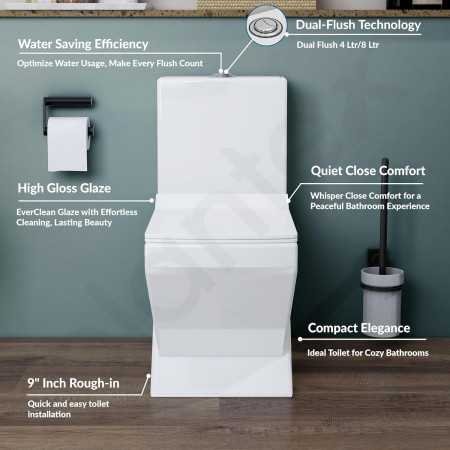 Plantex Platinum S Trap One Piece Commode Toilet/Rimless Washdown Flush for Toilet/Western Commode with Soft Close Toilet Seat