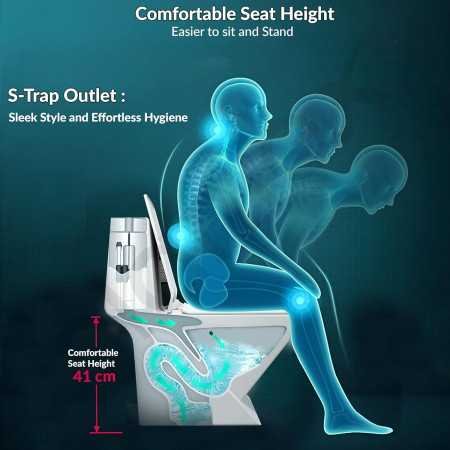 Plantex Platinum S Trap One Piece Commode Toilet/Rimless Washdown Flush for Toilet/Western Commode with Soft Close Toilet Seat