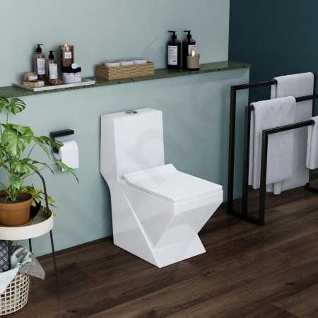 Plantex Platinum S Trap One Piece Commode Toilet/Rimless Washdown Flush for Toilet/Western Commode with Soft Close Toilet Seat