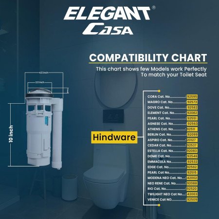 Elegant Casa ABS Siphon 8.26 Inches or 21 CM Toilet Flush Valve Kit | 3/6 Litre Dual Flush Tank Repair Kit | DIY Siphon for Elegant Casa ABS Siphon 8.26 Inches or 21 CM Toilet Flush Valve Kit | 3/6 Litre Dual Flush Tank Repair Kit | DIY Siphon for