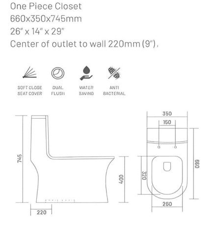 B Backline Ceramic Floor Mounted One Piece Western Toilet 6D Flushing Syphonic Commode/Water Closet Soft Close Seat Cover 9" S B Backline Ceramic Floor Mounted One Piece Western Toilet 6D Flushing Syphonic Commode/Water Closet Soft Close Seat Cover 9" S