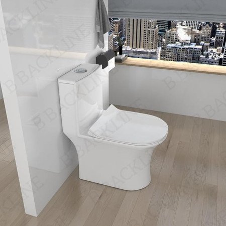 B Backline Ceramic Floor Mounted One Piece Western Toilet 6D Flushing Syphonic Commode/Water Closet Soft Close Seat Cover 9" S B Backline Ceramic Floor Mounted One Piece Western Toilet 6D Flushing Syphonic Commode/Water Closet Soft Close Seat Cover 9" S