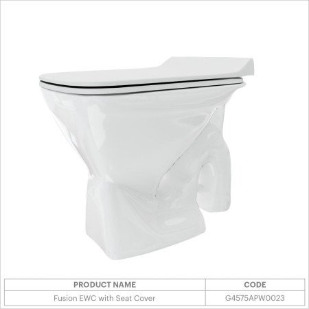 Johnson Fusion Floor Mounted EWC Combo with Soft Close Slim Seat Cover (PP) - S Trap | 500x340x390mm | Square Shape | Washdown
