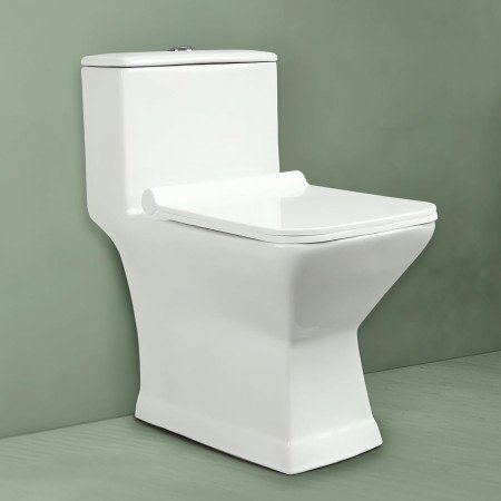 Hindware One-piece Tozzo Floor Mount Western Commode for Bathroom | Made of Ceramic | Star White | Oval Shape | Floor Mount Ewc