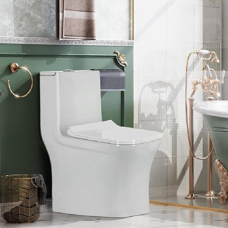 KrissKross Premium One Piece Ceramic Western Floor Mounted Western Toilet/Commode/European Commode Square With Soft Close Seat KrissKross Premium One Piece Ceramic Western Floor Mounted Western Toilet/Commode/European Commode Square With Soft Close Seat