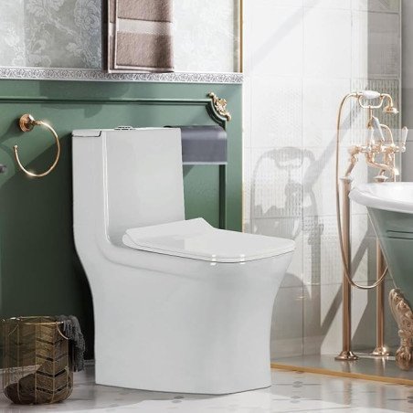 KrissKross Premium One Piece Ceramic Western Floor Mounted Western Toilet/Commode/European Commode Square With Soft Close Seat
