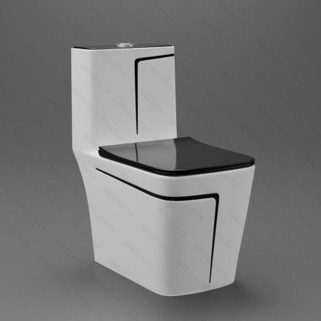 BRIZENTA One-Piece Western Toilet – Premium Ceramic Commode with 9-Inch S Trap Outlet, Washdown Flush & Soft Close Seat (Color