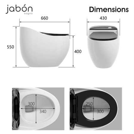 JABON BAGNO Commode for Toilet/Ceramic Western Toilet/Square Wall Hung Commode with Soft Closing Toilet Seat - P Trap Outlet -