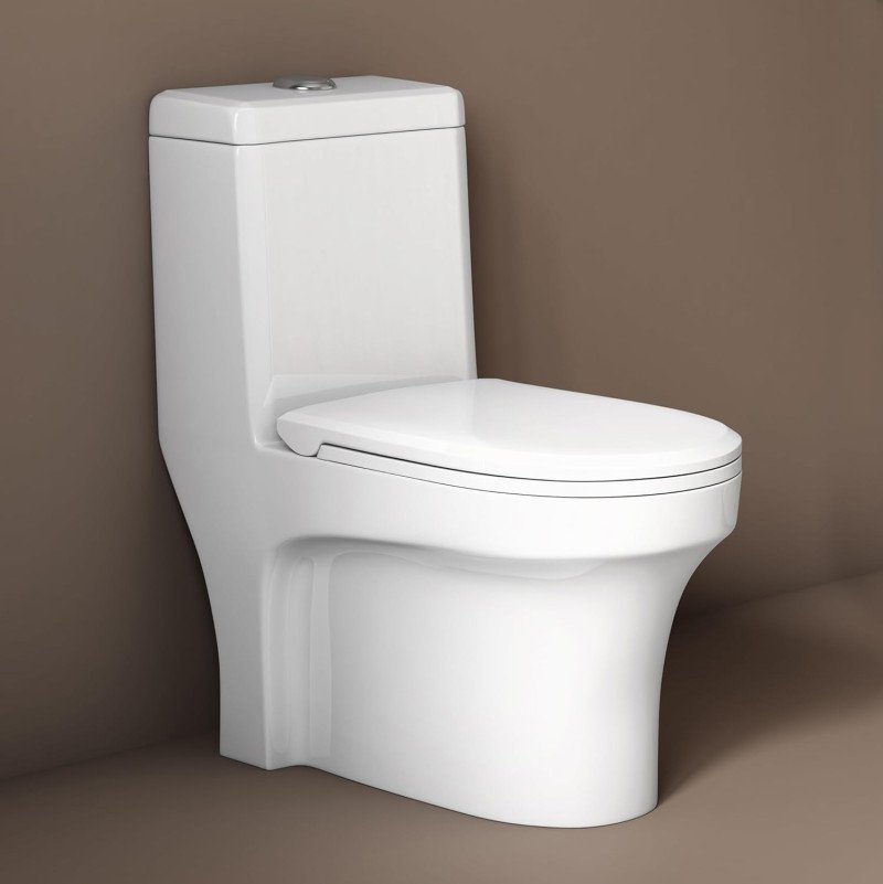 Ruboxa Commode for Toilet/Ceramic Western Toilet/One Piece Commode with Soft-Closing Toilet Seat -S Trap outlet (2008, White)