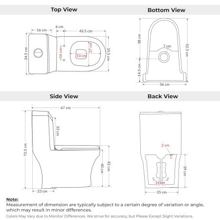 Ruboxa Commode for Toilet/Ceramic Western Toilet/One Piece Commode with Soft-Closing Toilet Seat -S Trap outlet (2008, White)