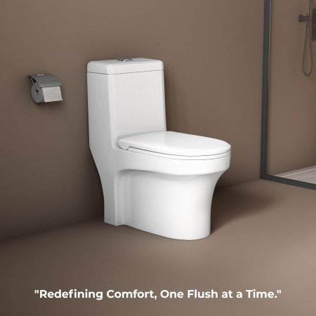 Ruboxa Commode for Toilet/Ceramic Western Toilet/One Piece Commode with Soft-Closing Toilet Seat -S Trap outlet (2008, White)