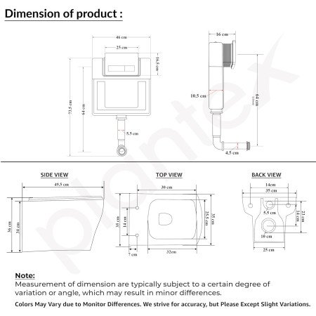 Plantex Ceramic Commode For Toilet/Wall Hung Commode With Dual Flush Tank/Conceal Flush Tank/Tank With All Internal