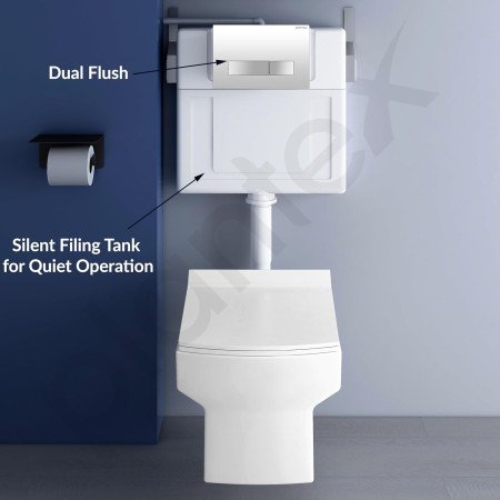 Plantex Ceramic Commode For Toilet/Wall Hung Commode With Dual Flush Tank/Conceal Flush Tank/Tank With All Internal