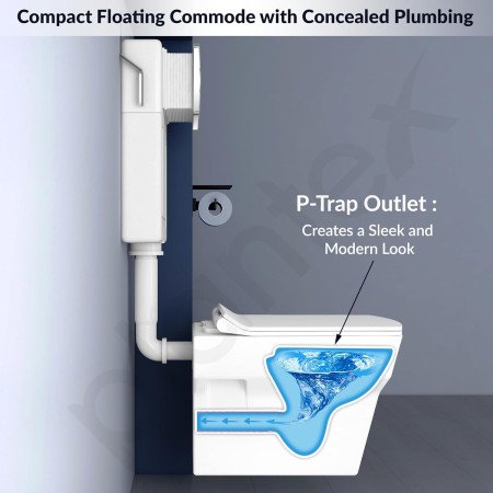 Plantex Ceramic Commode For Toilet/Wall Hung Commode With Dual Flush Tank/Conceal Flush Tank/Tank With All Internal