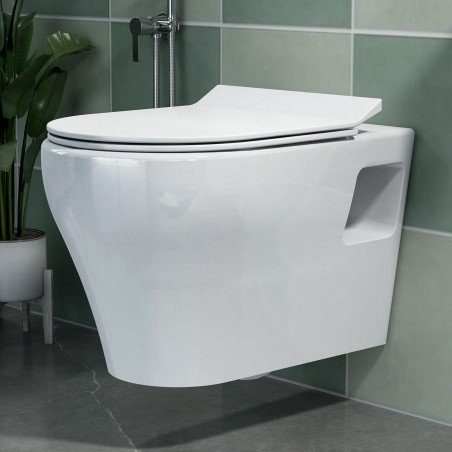 Plantex Commode for Toilet/Ceramic Western Commode/Wall Hanging Toilet with Soft Close Seat Cover - P Trap (White)