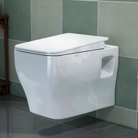Plantex Commode for Toilet/Ceramic Western Commode/Wall Hanging Toilet with Soft Close Seat Cover - P Trap (White)