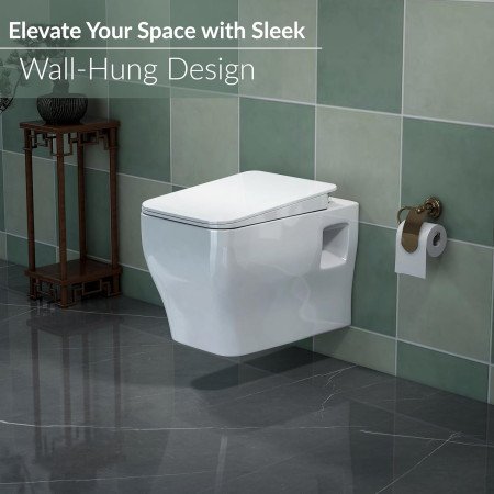 Plantex Commode for Toilet/Ceramic Western Commode/Wall Hanging Toilet with Soft Close Seat Cover - P Trap (White)