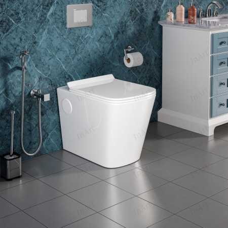 InArt Ceramic S-Trap Floor-Mounted Commode - European Style, White, with Soft Close ABS Seat Cover, Elegant Finish for Home &