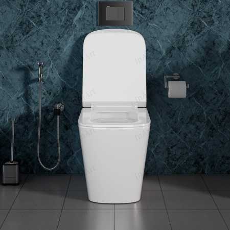 InArt Ceramic S-Trap Floor-Mounted Commode - European Style, White, with Soft Close ABS Seat Cover, Elegant Finish for Home &