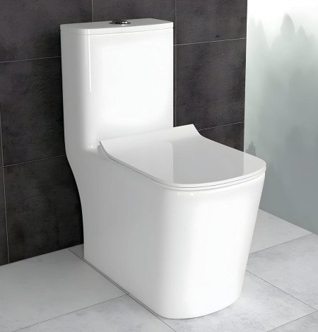 Clay Plus Premium Rimless Floor Mounted One Piece Water Closet Ceramic Western Toilet/Commode With Soft Close Seat Cover For