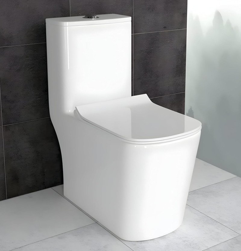 Clay Plus Premium Rimless Floor Mounted One Piece Water Closet Ceramic Western Toilet/Commode With Soft Close Seat Cover For
