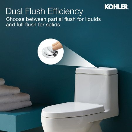 Kohler Reach One-Piece Floor Mounted Toilet | Ceramic Western Bathroom Commode with Anti-Bacterial Protection | Class 5 Flush