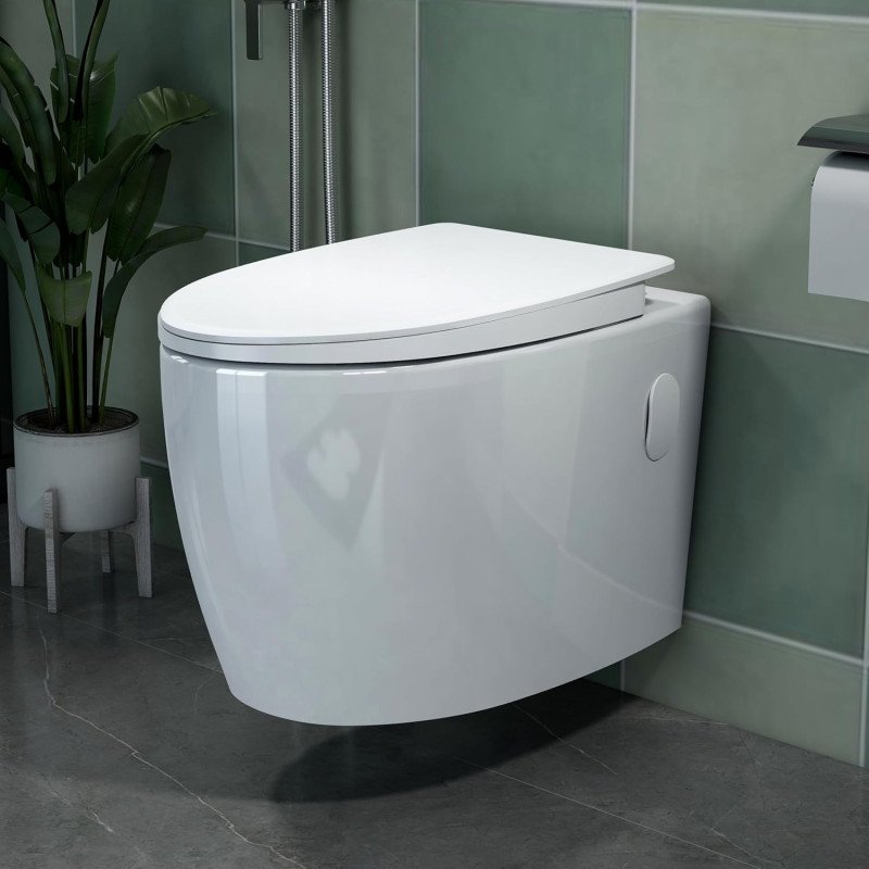 Plantex Platinum Ceramic Wall Hanging Western Toilet/Rim Washdown Commode for Toliet/Commode With Soft Close Toilet Seat - P