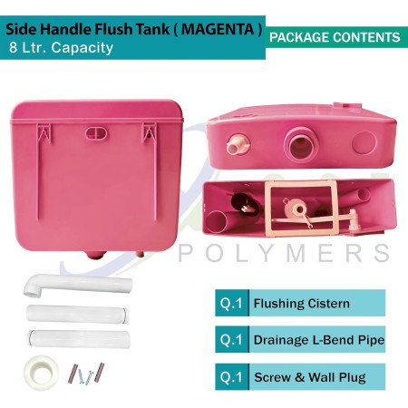 TAXAN Single Flush Tank for Toilet - 10 LTR Water Capacity – Polypropylene Smart PVC Slim Cistern - Wall Mounted, Side Handle