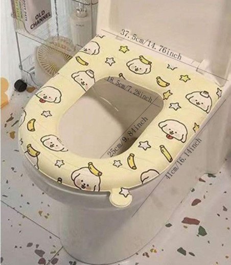 pack of 3) Toilet Seat Cover Pads, Waterproof EVA Cushion with Handle, Reusable Soft Pad Self-Adhesive Silicone Bathroom