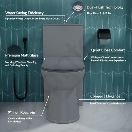 Plantex Platinum Ceramic Rimless One Piece Western Toilet/Washdown Commode for Toilet/Commode With Soft Close Toilet Seat - S