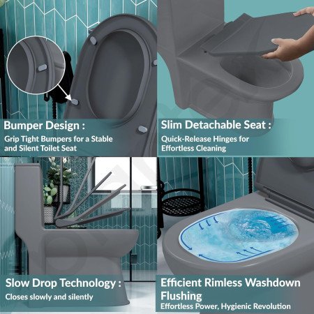 Plantex Platinum Ceramic Rimless One Piece Western Toilet/Washdown Commode for Toilet/Commode With Soft Close Toilet Seat - S