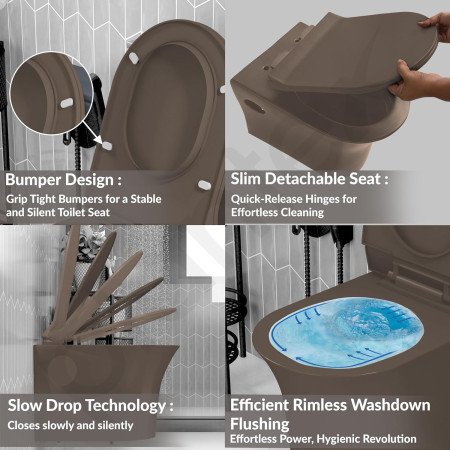 Plantex Ceramic Wall Hung Commode with Table Top Washbasin/Rimless P Trap Wall Hung Western Toilet for Bathroom - Olive Green