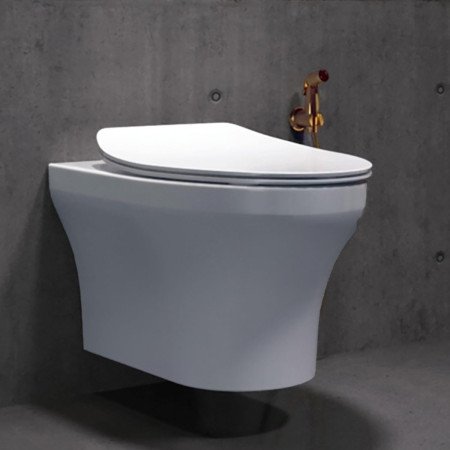 Kohler Spacity Wall Mounted Toilet | Rimless Western Toilet with Anti-Splash Ledge | Bathroom Commode with Eco-Flush Technology