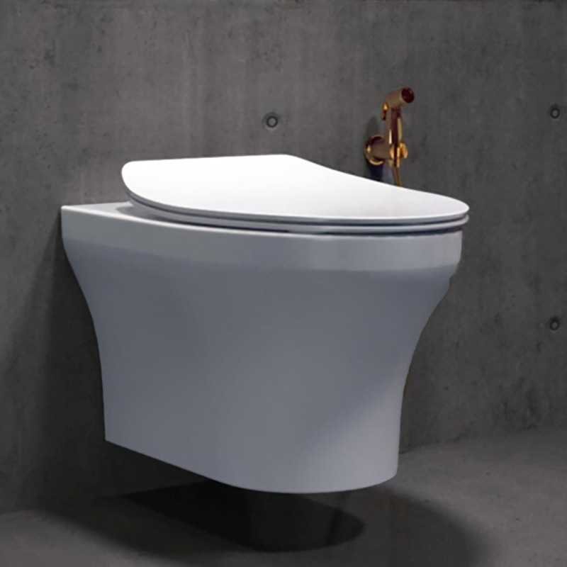 Kohler Spacity Wall Mounted Toilet | Rimless Western Toilet with Anti-Splash Ledge | Bathroom Commode with Eco-Flush Technology