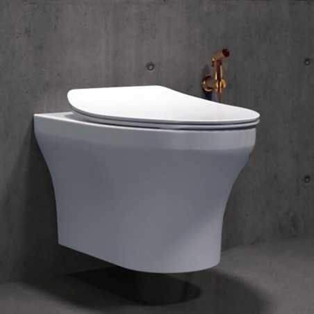 Kohler Spacity Wall Mounted Toilet | Rimless Western Toilet with Anti-Splash Ledge | Bathroom Commode with Eco-Flush Technology