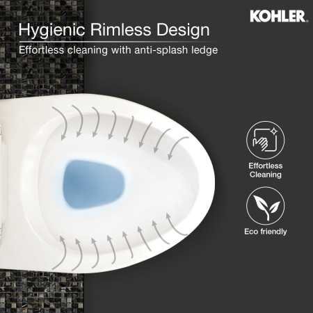 Kohler Spacity Wall Mounted Toilet | Rimless Western Toilet with Anti-Splash Ledge | Bathroom Commode with Eco-Flush Technology
