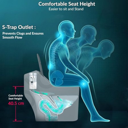 Plantex Imported Platinum One Piece Western Commode for Toilet/Rimless Siphonic Vaccum Commode with Soft Close Toilet Seat Cover