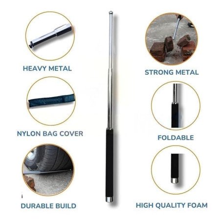 stainless steel self defence stick Foldable Pointer Compact magical stick, Extendable Wand with Comfortable Grip & Hiking Stick,
