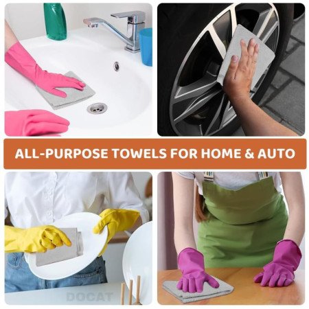 DOCAT Microfiber Cleaning Cloth Roll 25x25 cm, Reusable and Washable Tear-Away Kitchen Towel Roll, Very Soft Cleaning Cloths for