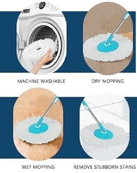 OSLEN Classic Spin Mop Spares Set Handle with Microfibers Refill Standing Magic Pocha with Easy Grip Handle Mop Stick Rod ( All OSLEN Classic Spin Mop Spares Set Handle with Microfibers Refill Standing Magic Pocha with Easy Grip Handle Mop Stick Rod ( All