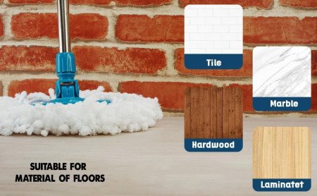 OSLEN Classic Spin Mop Spares Set Handle with Microfibers Refill Standing Magic Pocha with Easy Grip Handle Mop Stick Rod ( All OSLEN Classic Spin Mop Spares Set Handle with Microfibers Refill Standing Magic Pocha with Easy Grip Handle Mop Stick Rod ( All