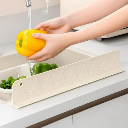 Set of 2 Silicone Sink Splash Guard for Kitchen & Bathroom | 40 cm Anti-Splash Water Barrier with Strong Suction Cups | Silicone