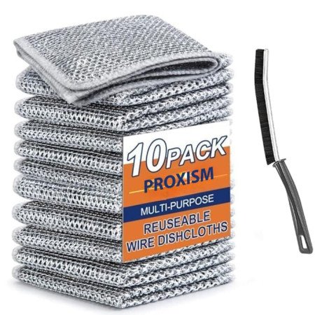 Non-Scratch Dish Wash Cloth (Pack of 6), Steel Wire Dish Cloth, Wire Dishwashing Rags for Wet and Dry Stainless Steel Scrubber